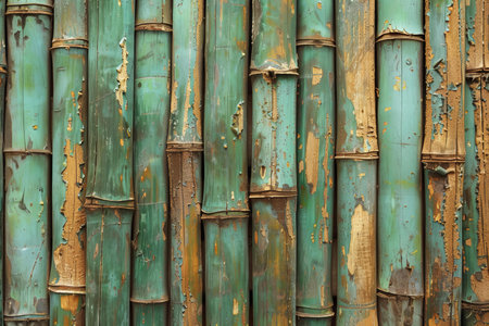 Green bamboo wall background texture close up. Bamboo wall background.の写真素材