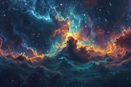 Abstract colorful background. Fantasy fractal texture. Digital art. 3D rendering.の写真素材