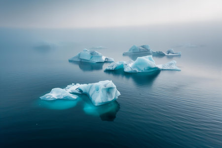 Icebergs floating in Jokulsarlon glacier lagoon, Icelandの写真素材