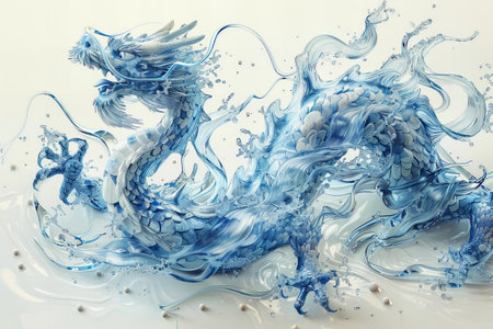 Blue water splash isolated on white background. 3d render illustration.の写真素材
