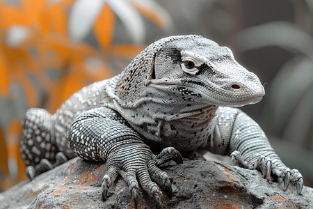 Varanus salvator, commonly known as water monitor, stock photoの写真素材