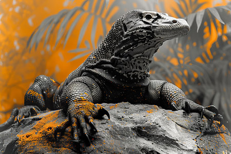 Varanus salvator, commonly known as the monitor lizard.の写真素材