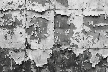Abstract background of old rustic wall with peeling paint. Black and white.の写真素材