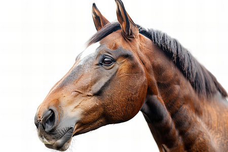 Horse portrait on white background. Portrait of a horse.の写真素材