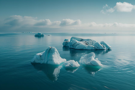 Icebergs in Glacier Lagoon, Ilulissat, Greenlandの写真素材