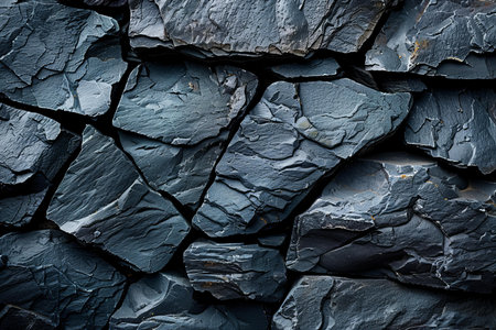 Black stone wall texture or background. Close up of natural stone wall.の写真素材