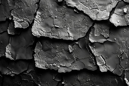 Abstract background of cracked paint. Black and white. Copy space.