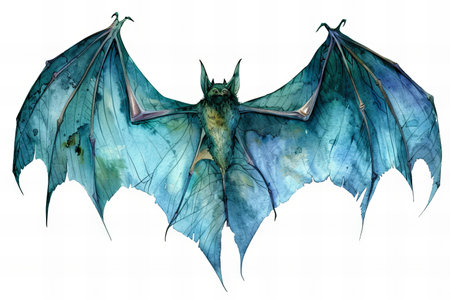 watercolor illustration of a fantasy flying creature, isolated on white background