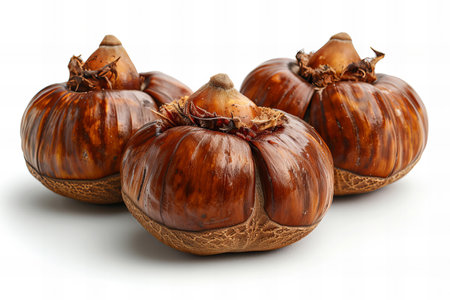 Hazelnuts on a white background.の写真素材