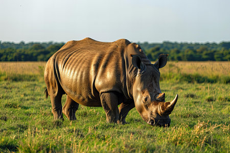 Rhinoceros in Chobe National Park, Botswana, Africaの素材