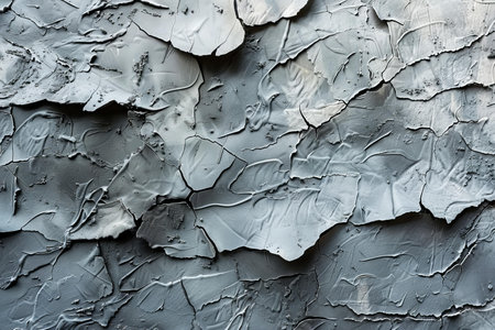 abstract background or texture of old gray cracked paint on the wallの写真素材