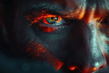 Close-up portrait of a scary zombie man. Horror movie.の写真素材