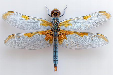 Beautiful dragonfly on white background. Studio shot of a dragonfly.