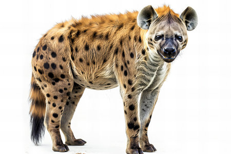 Hyena in front of a white backgroung, isolatedの写真素材