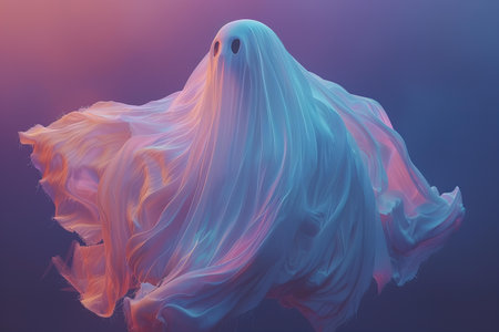Fantasy flying ghost, 3d illustration, horizontal, tonedの写真素材