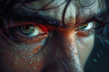 Close-up portrait of a beautiful woman with creative make-up.の写真素材