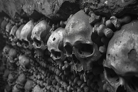 Skulls in the Church of the Assumption of the Virgin Mary in Zagreb, Croatiaの写真素材