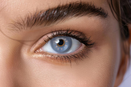 Close up shot of beautiful woman's eye. Perfect make up.の写真素材