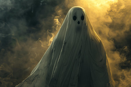 ghost in the smoke, halloween concept, 3d renderingの写真素材