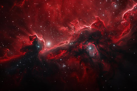 Red nebula in deep space. Elements of this image furnished by NASAの写真素材