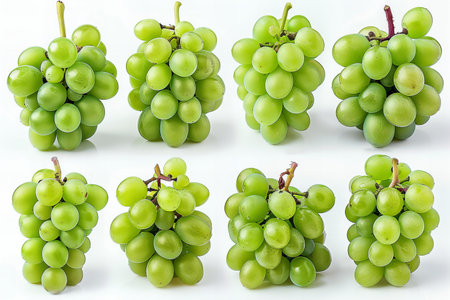 Green grapes isolated on white background. Clipping Paths included.の写真素材