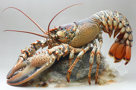 Live lobster on a white background. Close-up.の写真素材