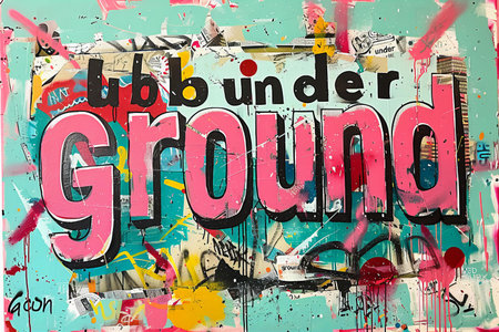 Colorful graffiti on the wall. Grunge urban background.の写真素材