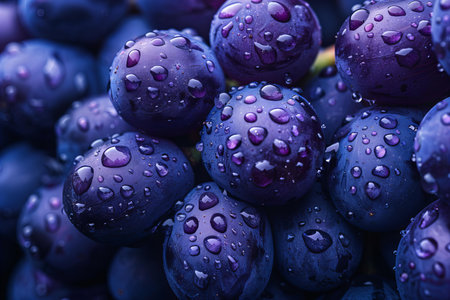 Close up of fresh bunch of grapes with water drops on it.の写真素材