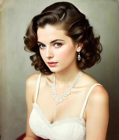 Portrait of a beautiful young woman. Wedding hairstyle and make-up.の写真素材