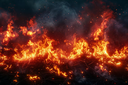 Fire flames on black background. Abstract fire texture. 3d renderingの写真素材