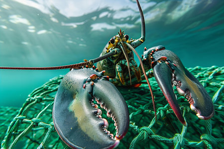 Lobster in the sea, close-up, macro photographyの写真素材
