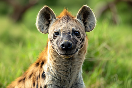 Spotted hyena in the Moremi Game Reserve (Okavango River Delta), National Park, Botswanaの写真素材
