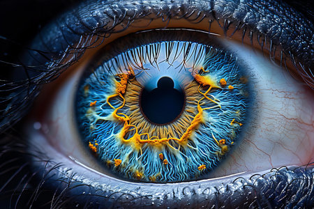 Macro shot of human eye with iris. 3D rendering