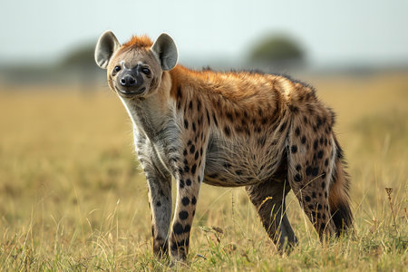 Spotted hyena (Crocuta crocuta) in Maasai Mara National Park, Kenyaの写真素材