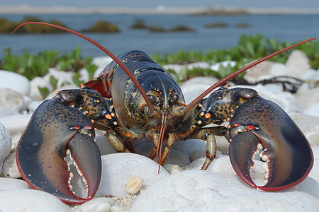 Lobster on the seashore, Galapagos Islands, Ecuadorの写真素材