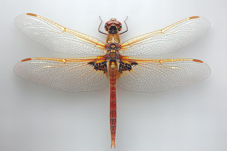 Dragonfly on a white background, close-up of a dragonflyの写真素材