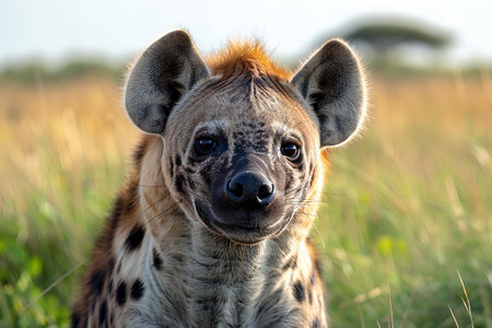 Spotted hyena in Serengeti National Park, Tanzania, Africaの写真素材