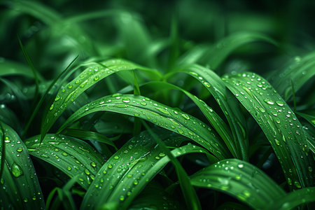 Green grass with dew drops close-up. Natural background.の写真素材