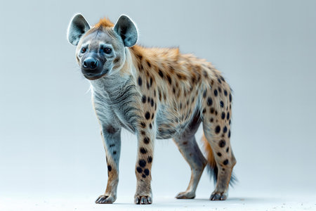 Spotted hyena (Crocuta crocuta) isolated on white backgroundの写真素材