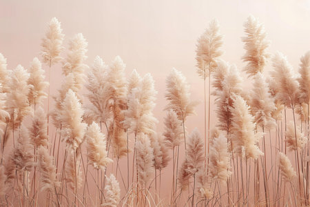 Pampas grass in fog. Filtered image processed vintage effect.の写真素材