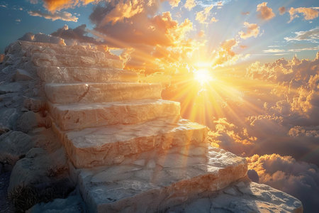 Sunrise over the clouds at the top of the mountain. Crimea, Ukraineの写真素材