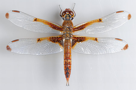 Dragonfly isolated on white background. Close up of a dragonfly.の写真素材
