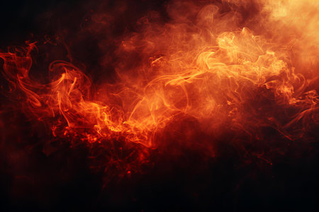 Red smoke on a black background. Copy space. Selective focus.