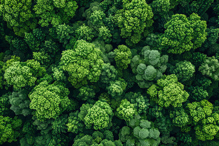 Top view of green broccoli. 3D render. Nature background.