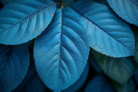Beautiful blue leaves as background, close-up. Nature concept