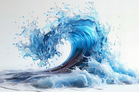 Blue water splash isolated on white background. 3d render illustration.