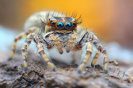 jumping spider macro close up with blur background, colorful jumping spider