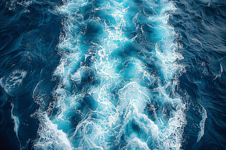 Blue sea water with waves and foam. Abstract background and texture.