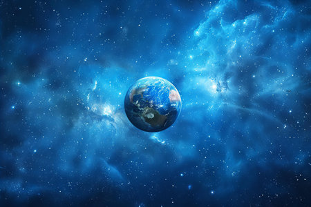 Earth planet in deep space. Elements of this image furnished by NASA