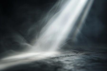 Light from the spotlights on a dark background. Abstract smoke background.の写真素材